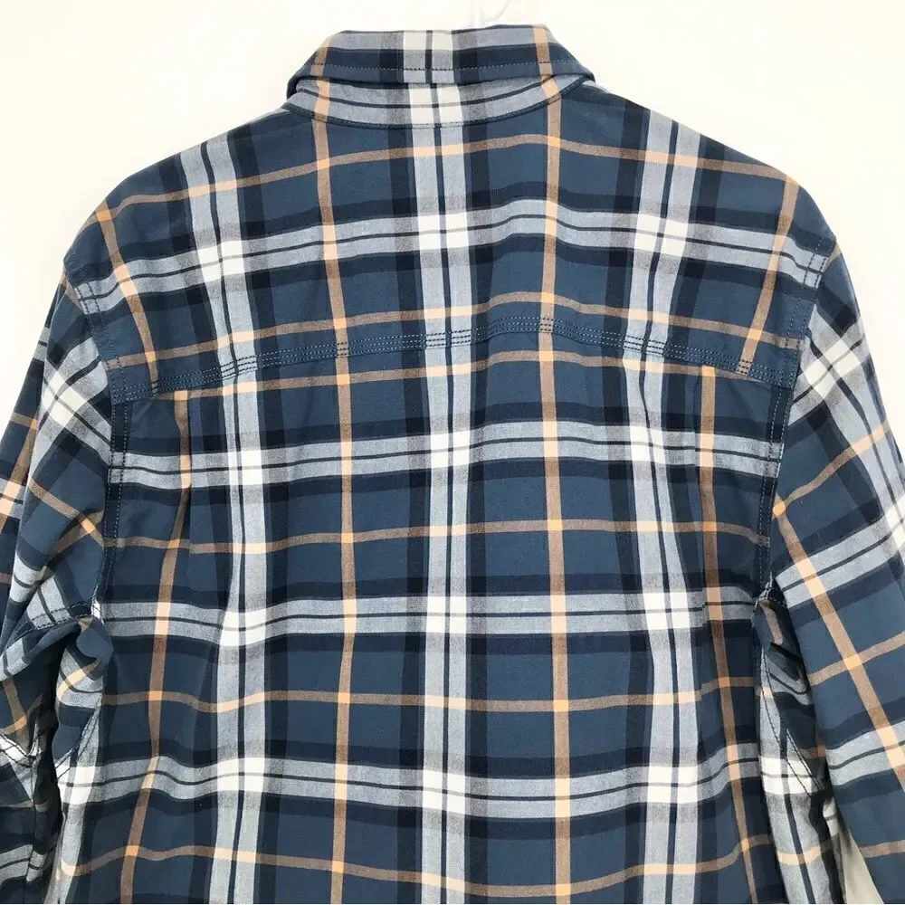 The North Face Blue Plaid 100% Cotton Button Up Long Sleeve Shirt